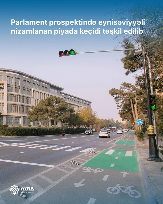 Parlament prospektində yeni piyada keçidi istifadəyə verilib