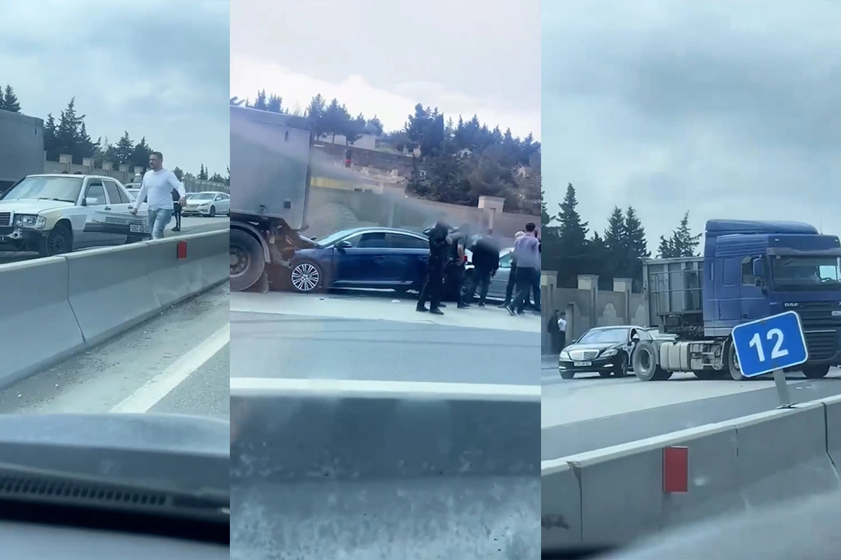 На трассе Баку-Сумгайыт произошла цепная авария, есть пострадавший-ВИДЕО