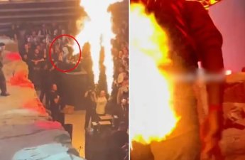 Məşhur sənətçinin konsertində kabus dolu anlar: qəfildən yandı - FOTO