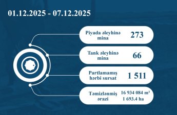 Ötən həftə 1511 partlamamış hərbi sursat zərərsizləşdirilib