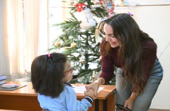 Leyla Əliyeva, Arzu Əliyeva və Alena Əliyeva Bakı şəhəri 5 nömrəli internat tipli xüsusi ümumtəhsil məktəbində olublar - FOTO