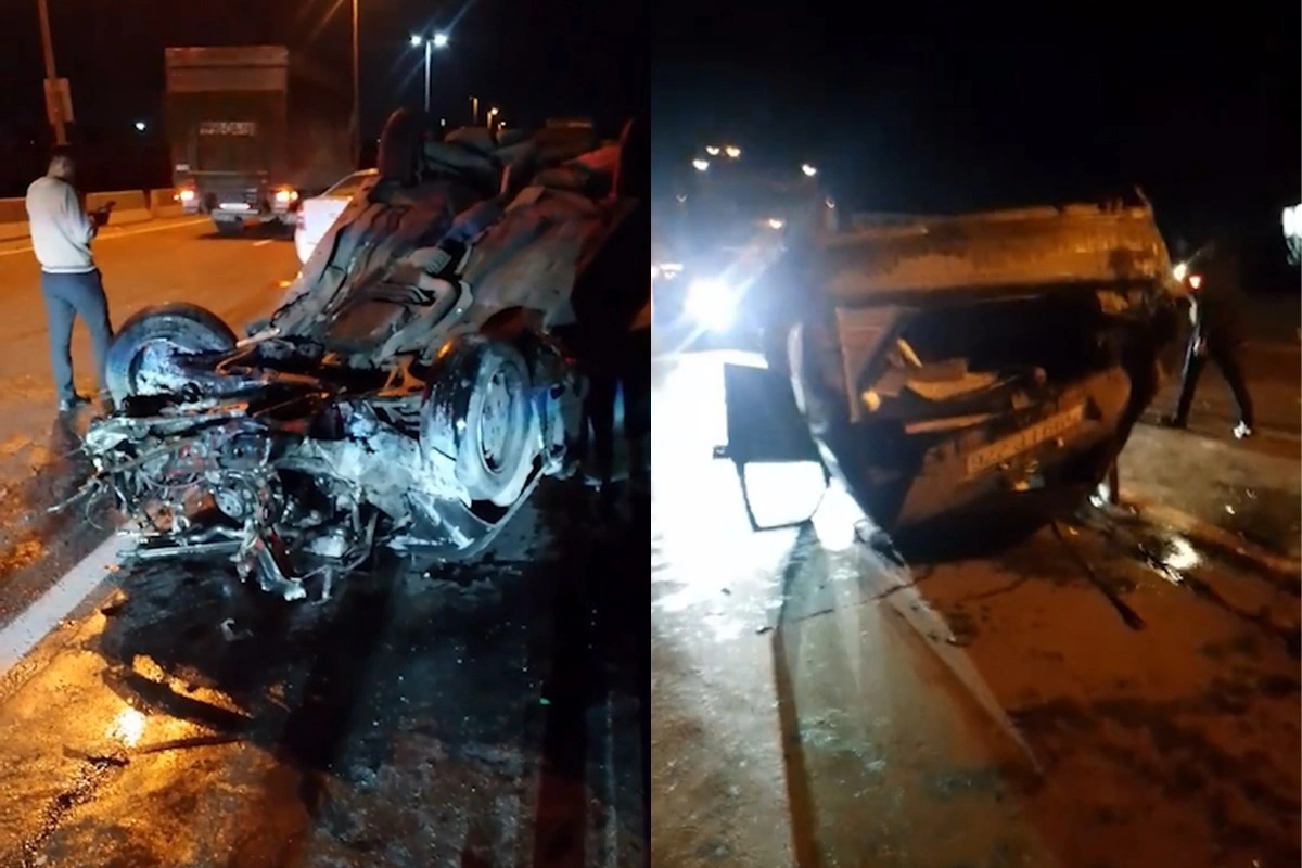 Bakı-Sumqayıt yolunda qəza: Avtomobil aşdı