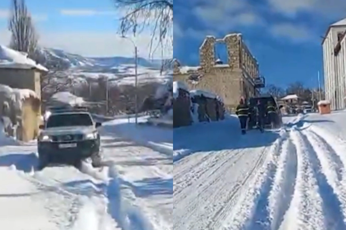 Şuşa, Xankəndi və Xocavənddə buz bağlayan yollarda köməksiz qalanlara yardım edilib - VİDEO