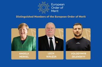 Merkel, Zelenski və Valensa Avropa Xidmət Ordeni ilə təltif olunublar