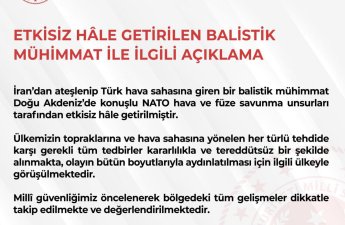 İrandan Türkiyəyə atılan ballistik raket zərərsizləşdirildi