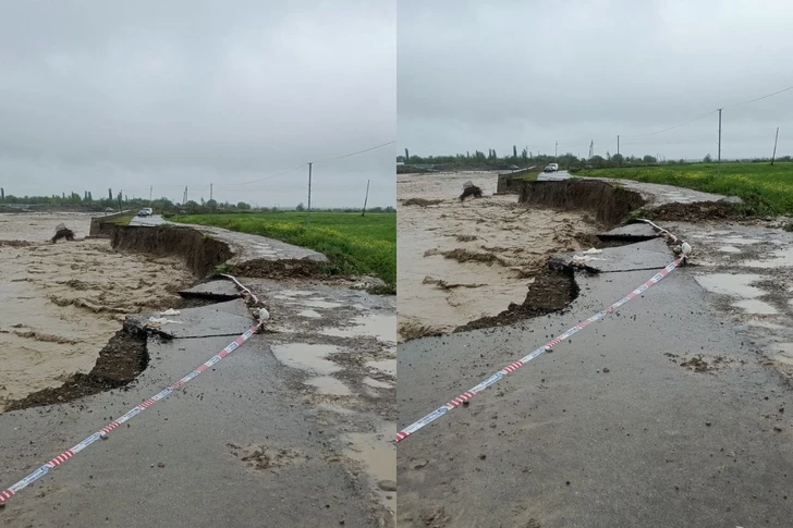 Сель, прошедший по реке Агсучай, привел автодорогу в непригодное состояние