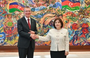 Сахиба Гафарова и Эдгарс Ринкевичс обсудили развитие межпарламентских связей-ФОТО