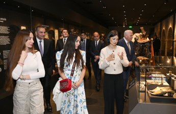 Leyla və Arzu Əliyevalar Şəkidə tarixi-memarlıq abidələrinin bərpadan sonra açılışında - FOTOLAR