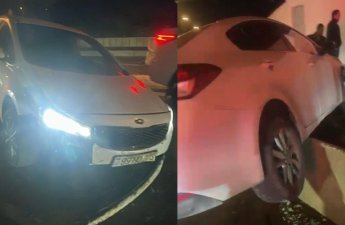 Xəbərdarlıq nişanı qoyulmadı, maşını betona çırpdı - VİDEO