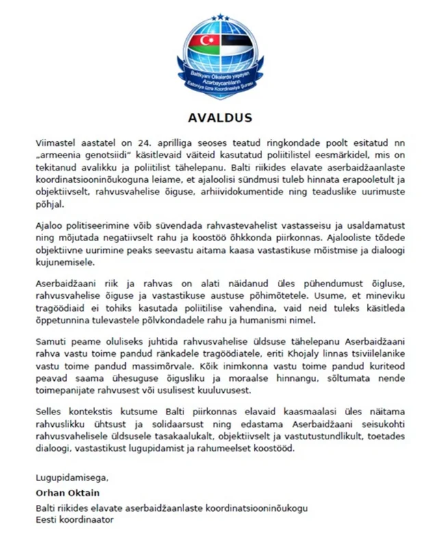 Avropadakı diaspor təşkilatları Mamdaninin Azərbaycana əsassız ittihamı ilə bağlı bəyanat yaydılar - FOTO