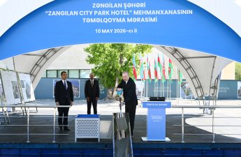 İlham Əliyev Zəngilanda “Zangilan City Park Hotel”in təməlini qoydu - FOTO