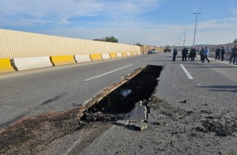 Bakı-Ələt-Qazax-Gürcüstan yolunda çökmə baş verib, hərəkət məhdudlaşdırılıb - FOTO