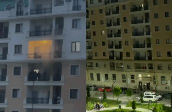 Sumqayıtda çoxmərtəbəli yaşayış binasında yanğın oldu