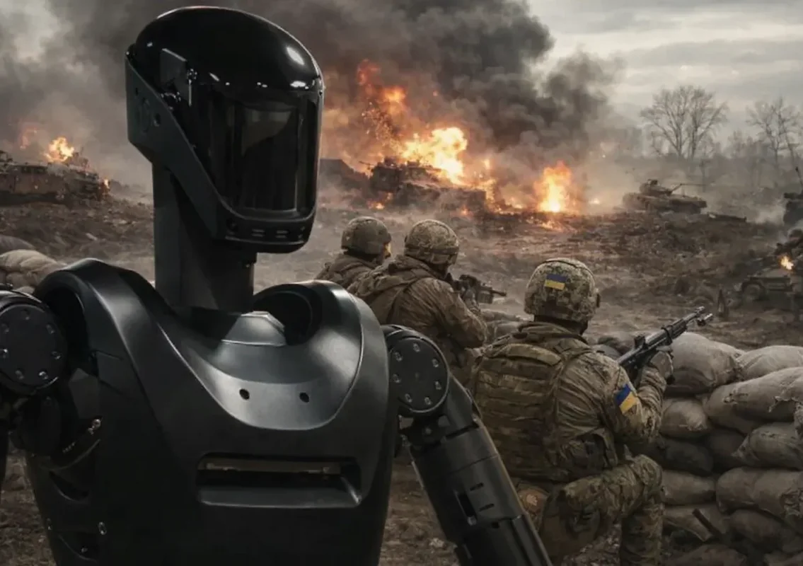 Ukraynada insanabənzər döyüş robotları peyda olub - VİDEO