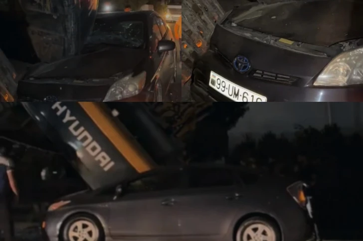 В Абшеронском районе экскаватор с прицепа опрокинулся на Prius-Видео