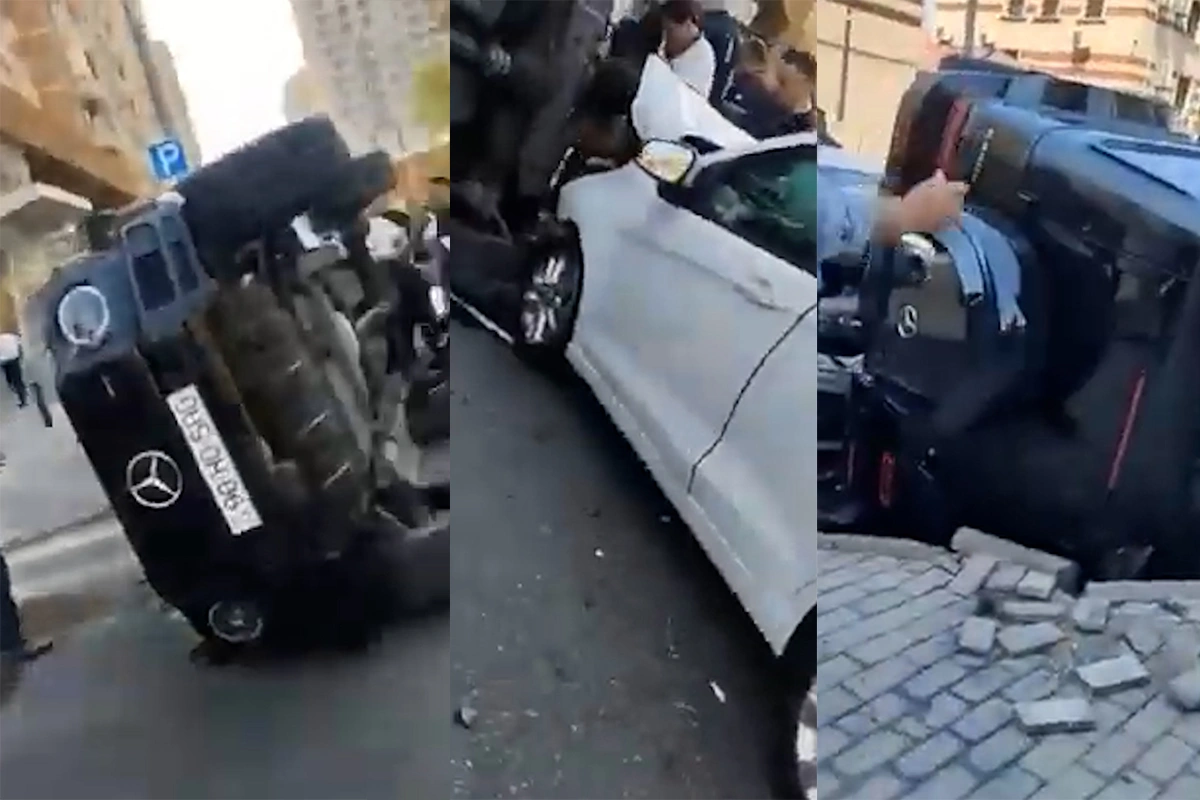 В Баку нарушивший правила проезда перекрестка Gelandewagen стал причиной аварии-ВИДЕО