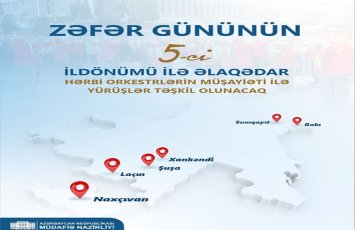 Zəfər günü münasibətilə hərbi orkestrlərin müşayiəti altında yürüşlər keçiriləcək