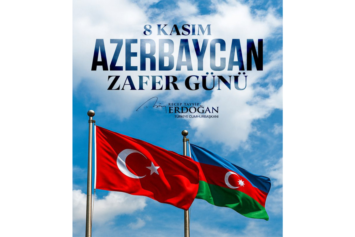 Ərdoğan Azərbaycan xalqını Zəfər Günü münasibətilə təbrik edib