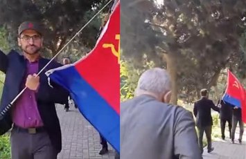 В Баку задержана группа, пытавшаяся провести шествие с флагами СССР