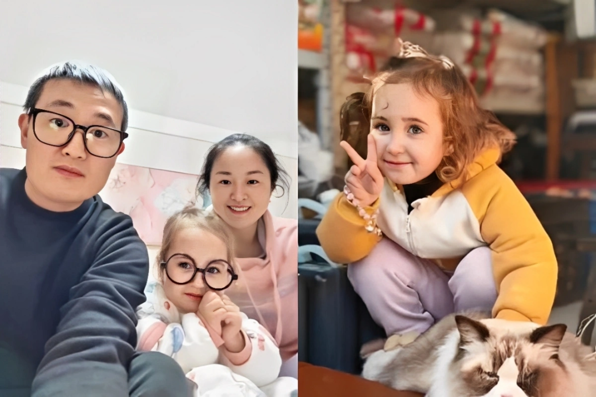 У пары из Китая родилась голубоглазая девочка