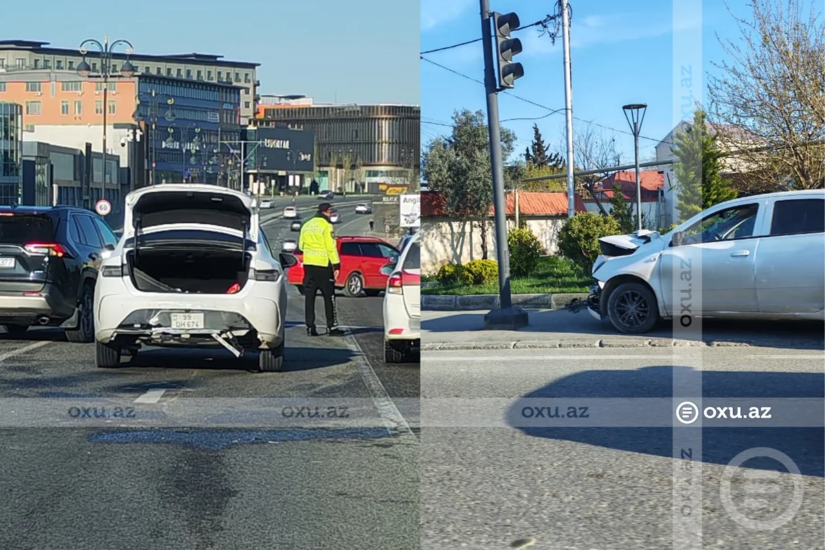 В Баку столкнулись два автомобиля - ФОТО