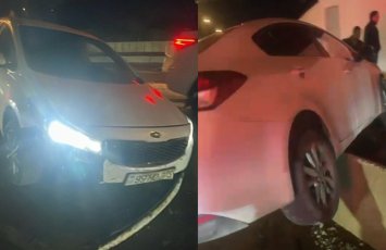 Xəbərdarlıq nişanı qoyulmadı, maşını betona çırpdı - VİDEO