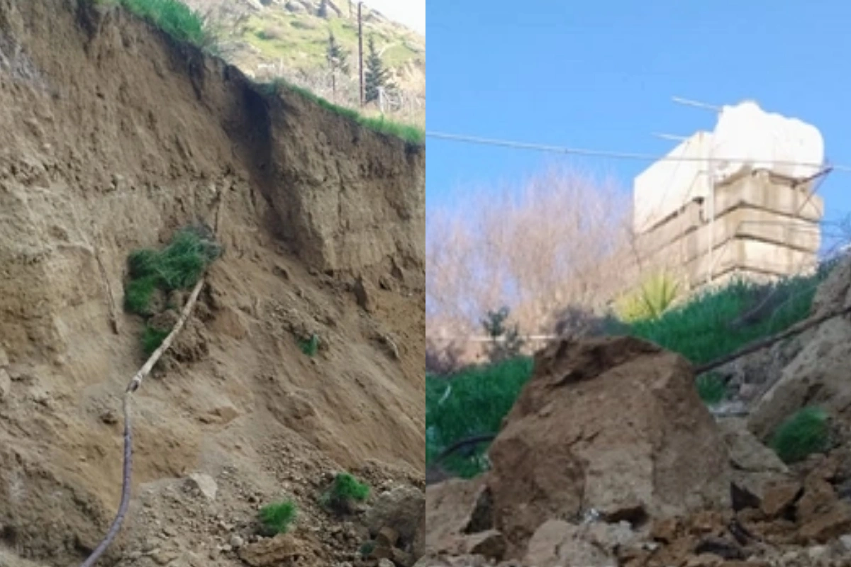 Bakıda gecə binanın arxasında torpaq sürüşməsi baş verib - FOTO/VİDEO