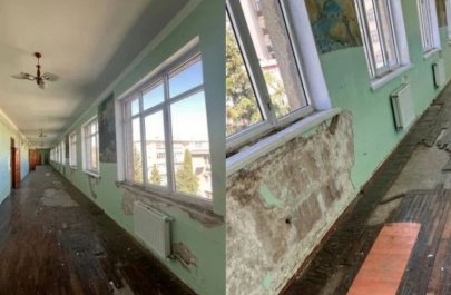 Bakının mərkəzində yerləşən liseydə ACINACAQLI VƏZİYYƏT - FOTOLAR