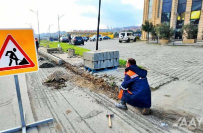 Masazırda bu yol təmir olunur - VİDEO