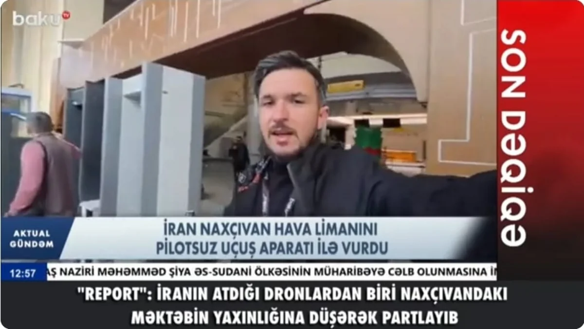 Baku TV-nin müxbiri Naxçıvanda İran tərəfindən vurulan hava limanında - VİDEO