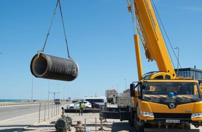 Pirşağı hövzəsi üzrə kanalizasiya kollektorları və tullantı sutəmizləyici qurğu tikilir - FOTO/VİDEO
