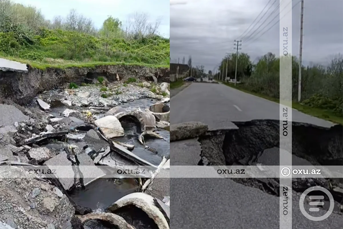 Часть дороги в Хачмазе обрушилась: когда начнутся ремонтные работы? - ФОТО/ВИДЕО