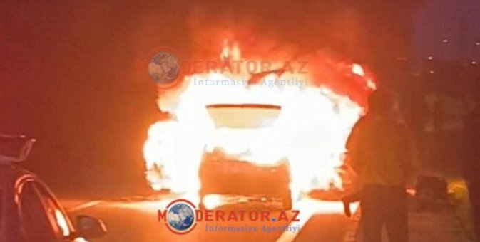 Bakıda avtomobil od tutub yandı-ANBAAN VİDEO+ÖZƏL
